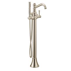 MOEN 9025NL Belfield Chrome One-Handle Tub Filler Includes Hand Shower - Polished Nickel