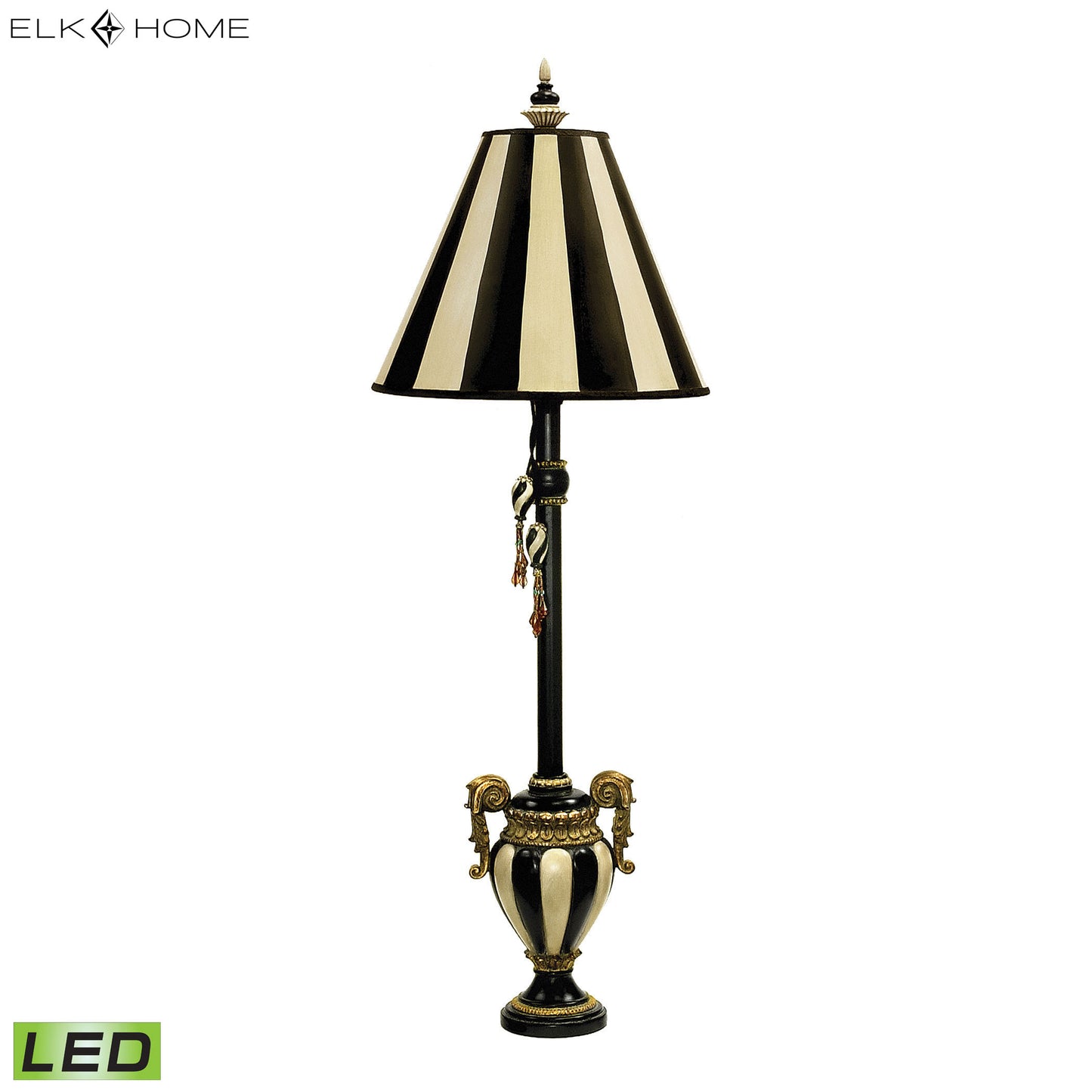 MARKETPLACE 91-234-LED Carnival Stripe 32'' High 1-Light Table Lamp - Antique Black - Includes LED Bulb