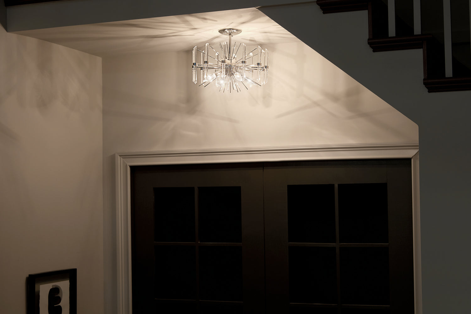 KICHLER 44277PN Eris 12.75" 4 Light Semi Flush Light With Optical Crystal In Polished Nickel