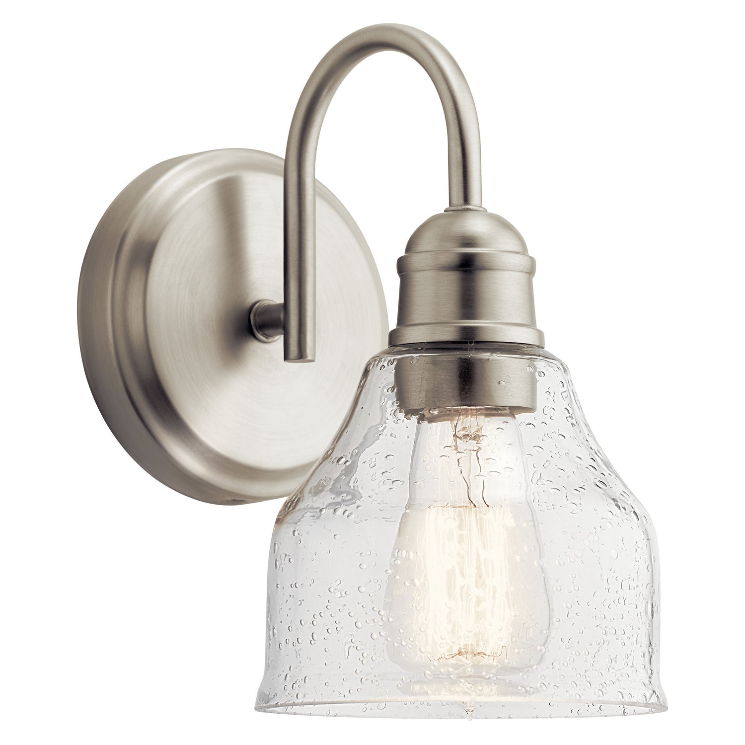 KICHLER 45971NI Avery 9.25" 1 Light Vanity Light With Clear Seeded Glass Brushed Nickel