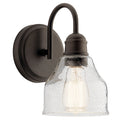 KICHLER 45971OZ Avery 9.25" 1 Light Vanity Light With Clear Seeded Glass Olde Bronze
