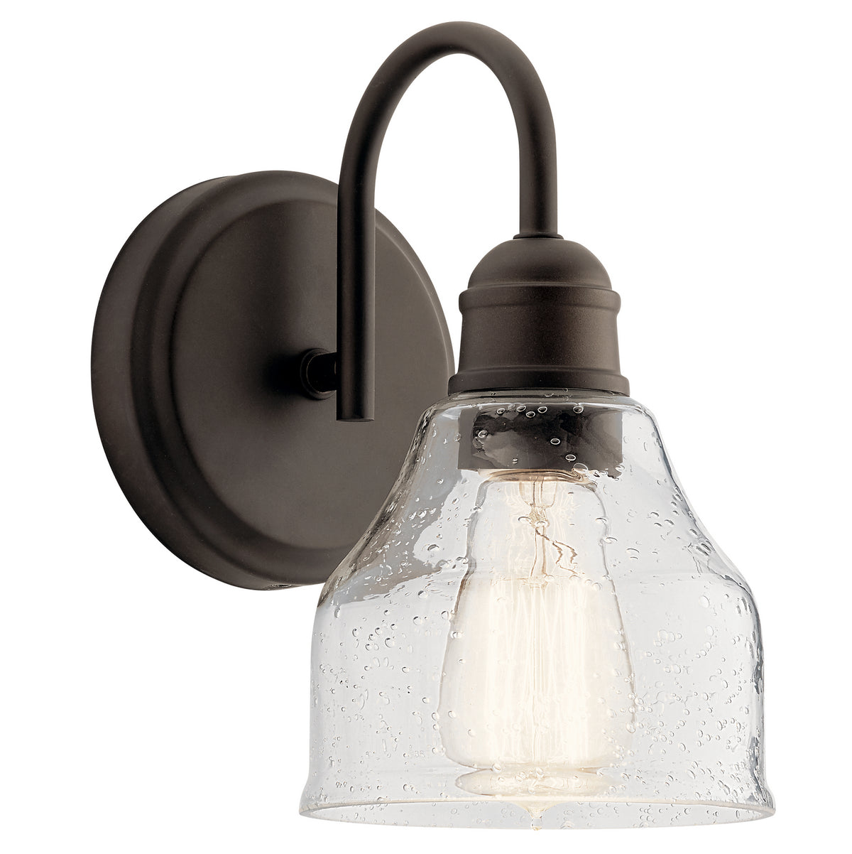 KICHLER 45971OZ Avery 9.25" 1 Light Vanity Light With Clear Seeded Glass Olde Bronze