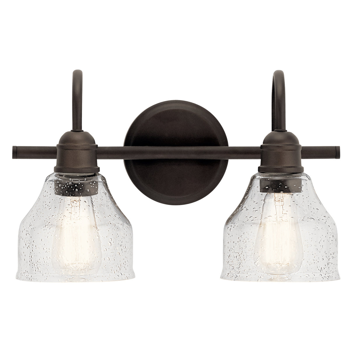 KICHLER 45972OZ Avery 14.75" 2 Light Vanity Light With Clear Seeded Glass In Olde Bronze