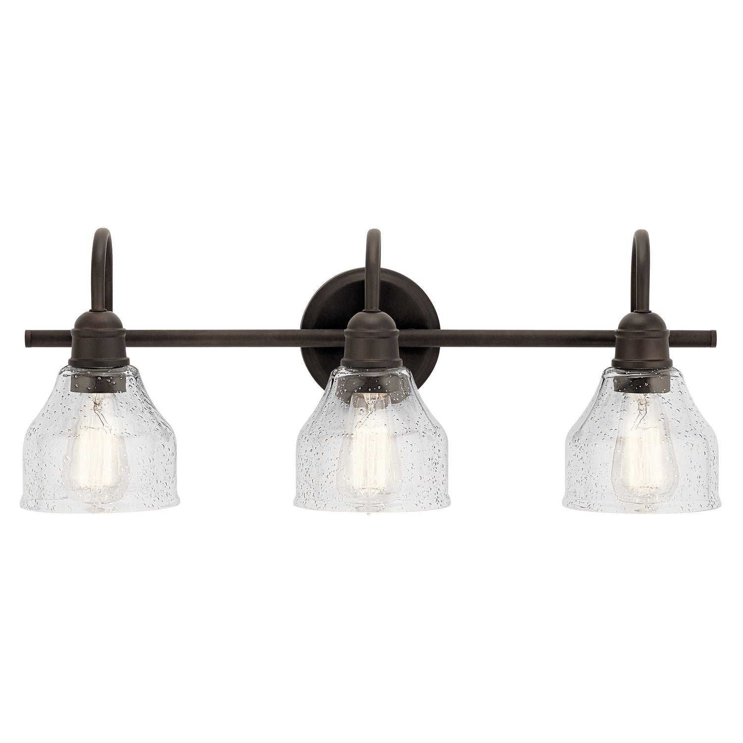 KICHLER 45973OZ Avery 24" 3 Light Vanity Light With Clear Seeded Glass In Olde Bronze