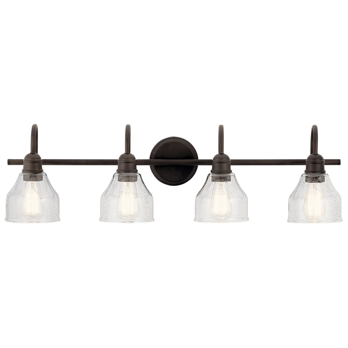 KICHLER 45974OZ Avery 33.25" 4 Light Vanity Light With Clear Seeded Glass Olde Bronze