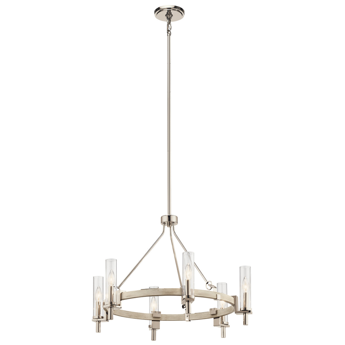 KICHLER 44284WWW Telan 6 Light Chandelier White Washed Wood