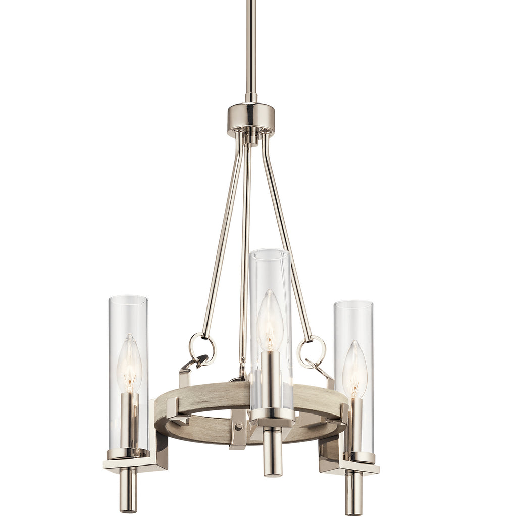 KICHLER 44286WWW Telan 3 Light Chandelier White Washed Wood