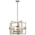 KICHLER 44290WWW Peyton 17.75" 5 Light Chandelier White Washed Wood And Polished And Satin Nickel Metal Details