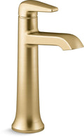 KOHLER Tempered 1.2 GPM Single Hole Vessel Bathroom Faucet with Pop-Up Drain Assembly - Vibrant Brushed Moderne Brass, K-22023-4-2MB