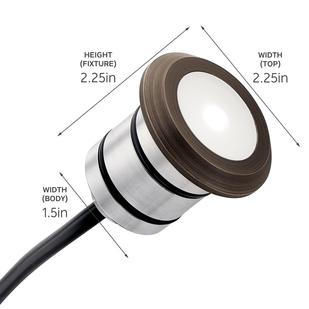 KICHLER 16140CBR30 12V 3000K 100 Lumen Led Mini All-Purpose Recessed Light Centennial Brass