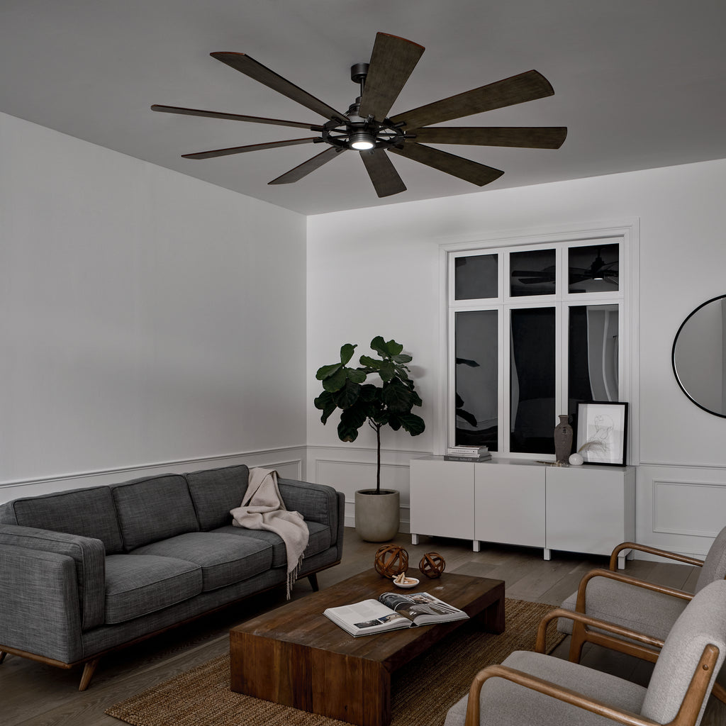 KICHLER 300285AVI Gentry Xl Led 85" Fan Anvil Iron