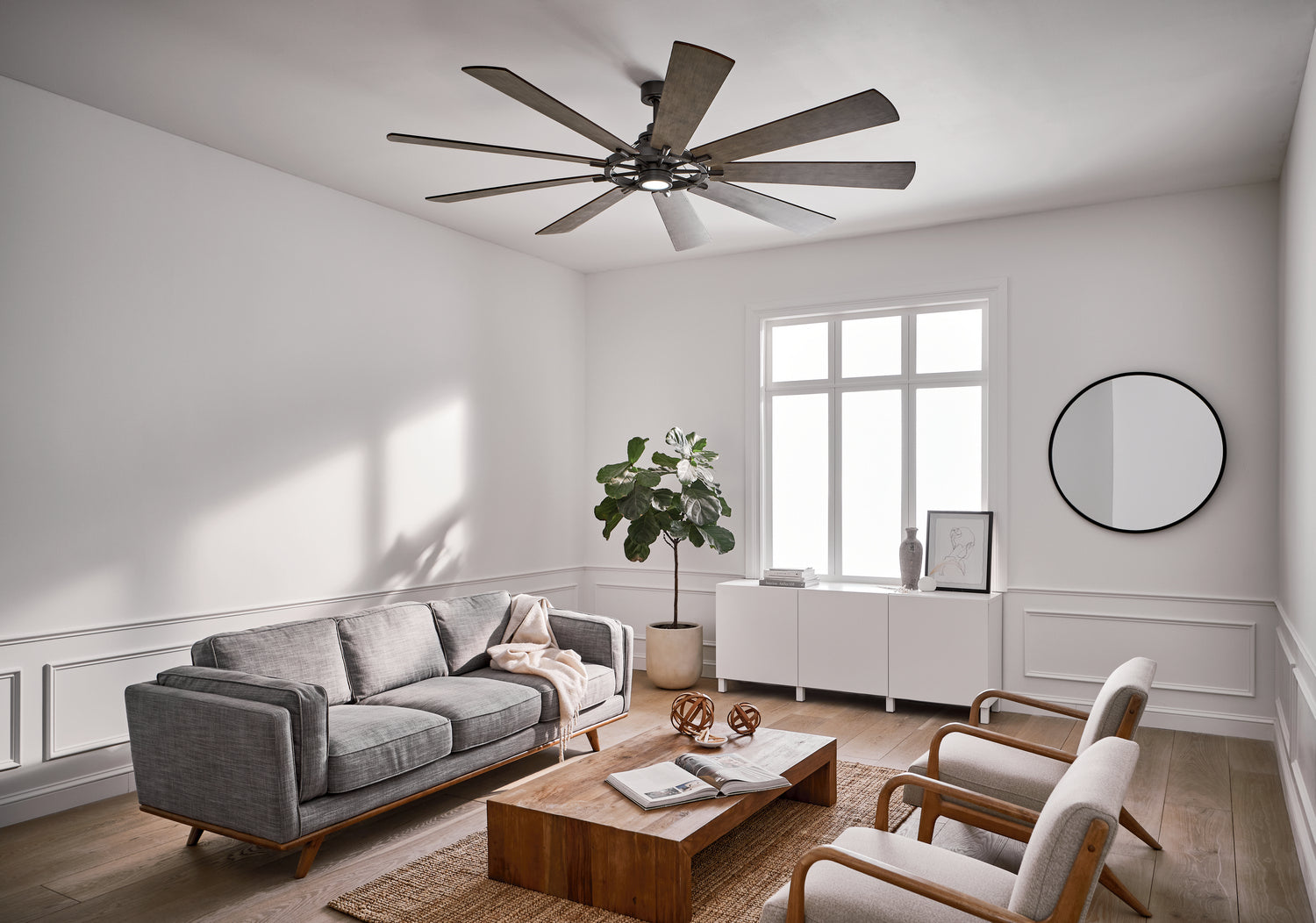 KICHLER 300285AVI Gentry Xl Led 85" Fan Anvil Iron