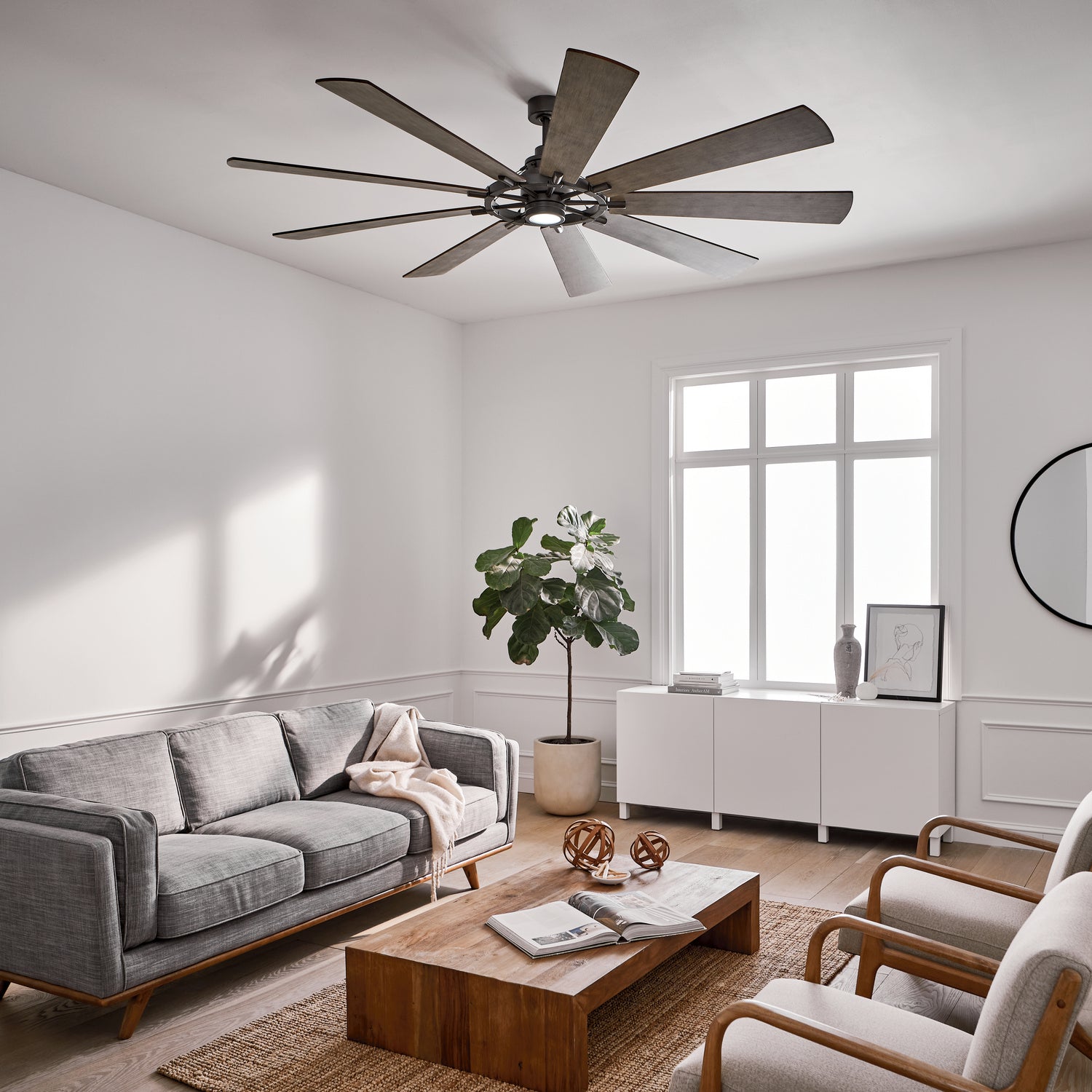 KICHLER 300285AVI Gentry Xl Led 85" Fan Anvil Iron