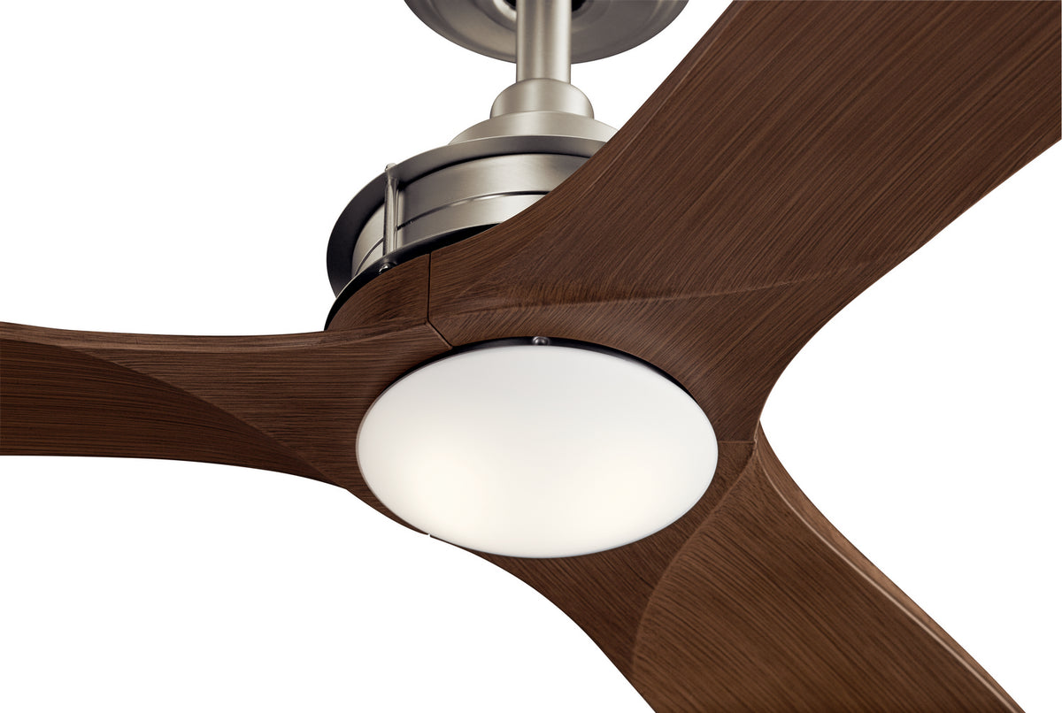 KICHLER 300356NI Ried 56" 3 Blade Fan In Brushed Nickel Finish And Driftwood Blades