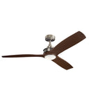 KICHLER 300356NI Ried 56" 3 Blade Fan In Brushed Nickel Finish And Driftwood Blades