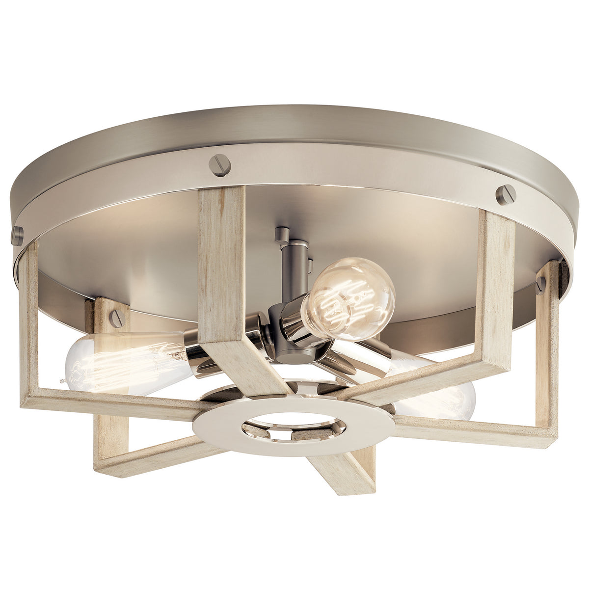 KICHLER 44293WWW Peyton 3 Light Flush Mount White Washed Wood