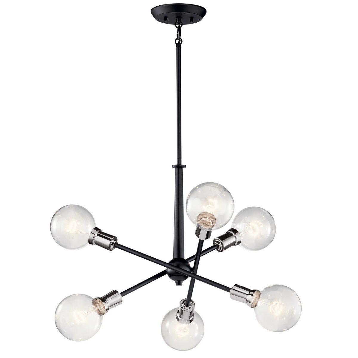 KICHLER 43095BK Armstrong 27.75" 6 Light Chandelier In Black