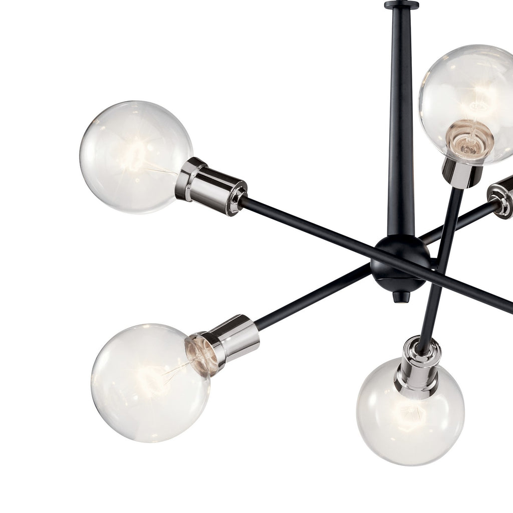 KICHLER 43095BK Armstrong 27.75" 6 Light Chandelier In Black