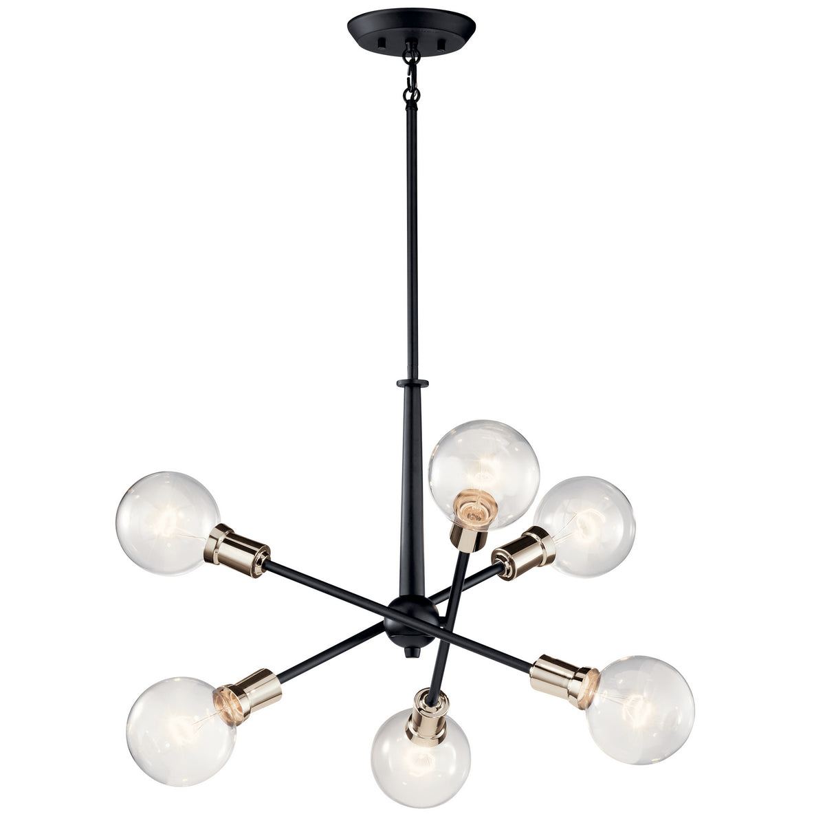 KICHLER 43095BK Armstrong 27.75" 6 Light Chandelier In Black