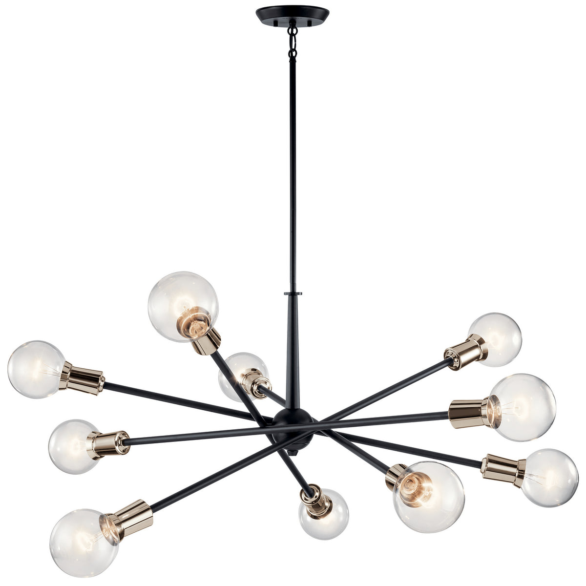 KICHLER 43119BK Armstrong 53.5" 10 Light Chandelier In Black