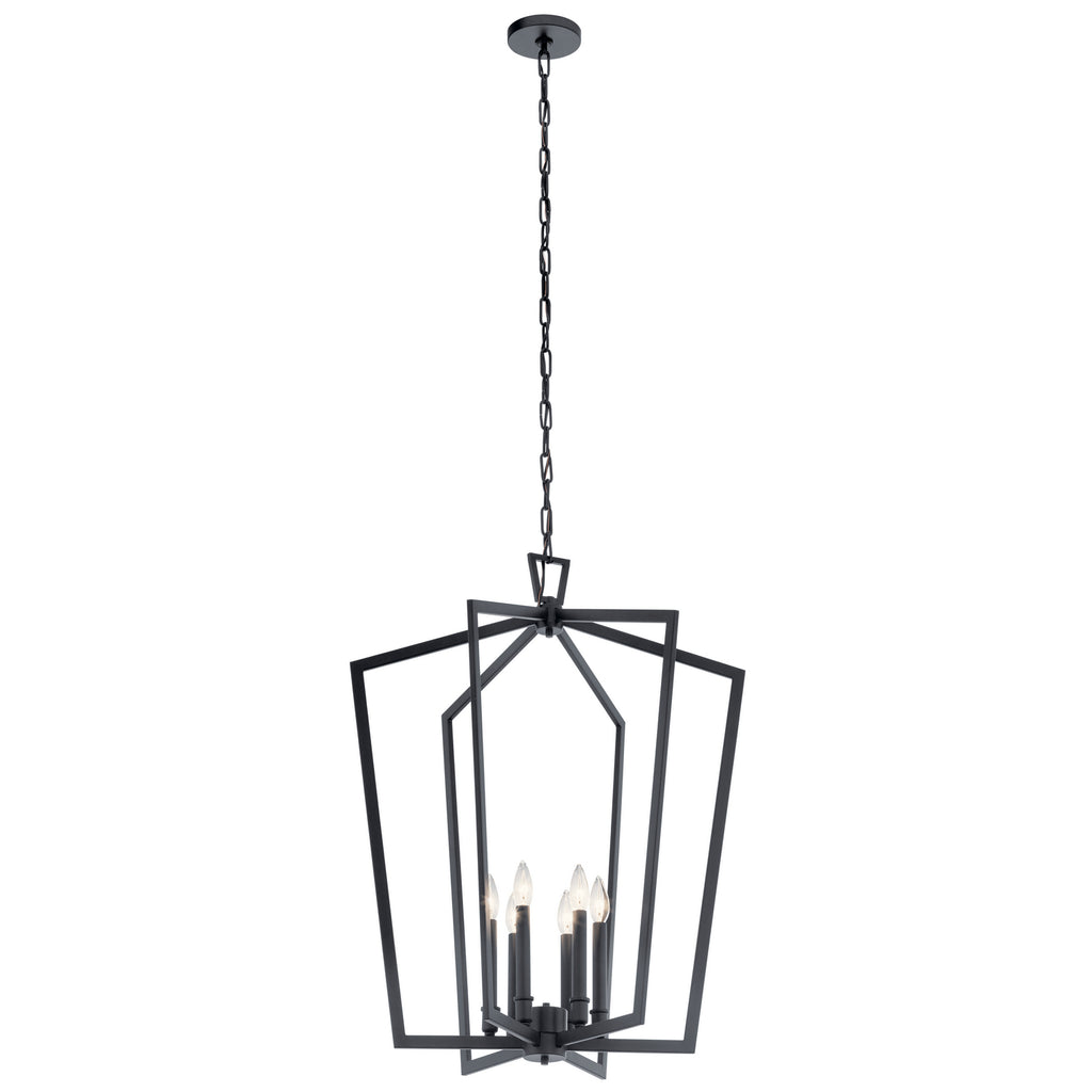 KICHLER 43495BK Abbotswell 6 Light Chandelier Black
