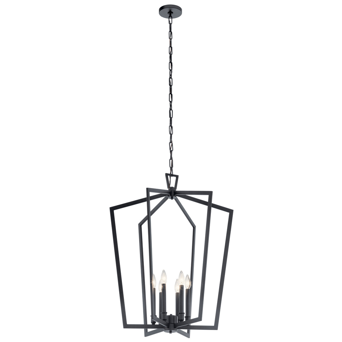 KICHLER 43495BK Abbotswell 6 Light Chandelier Black