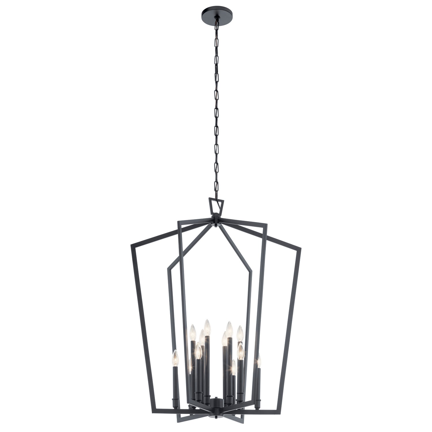 KICHLER 43496BK Abbotswell 12 Light Foyer Chandelier Black