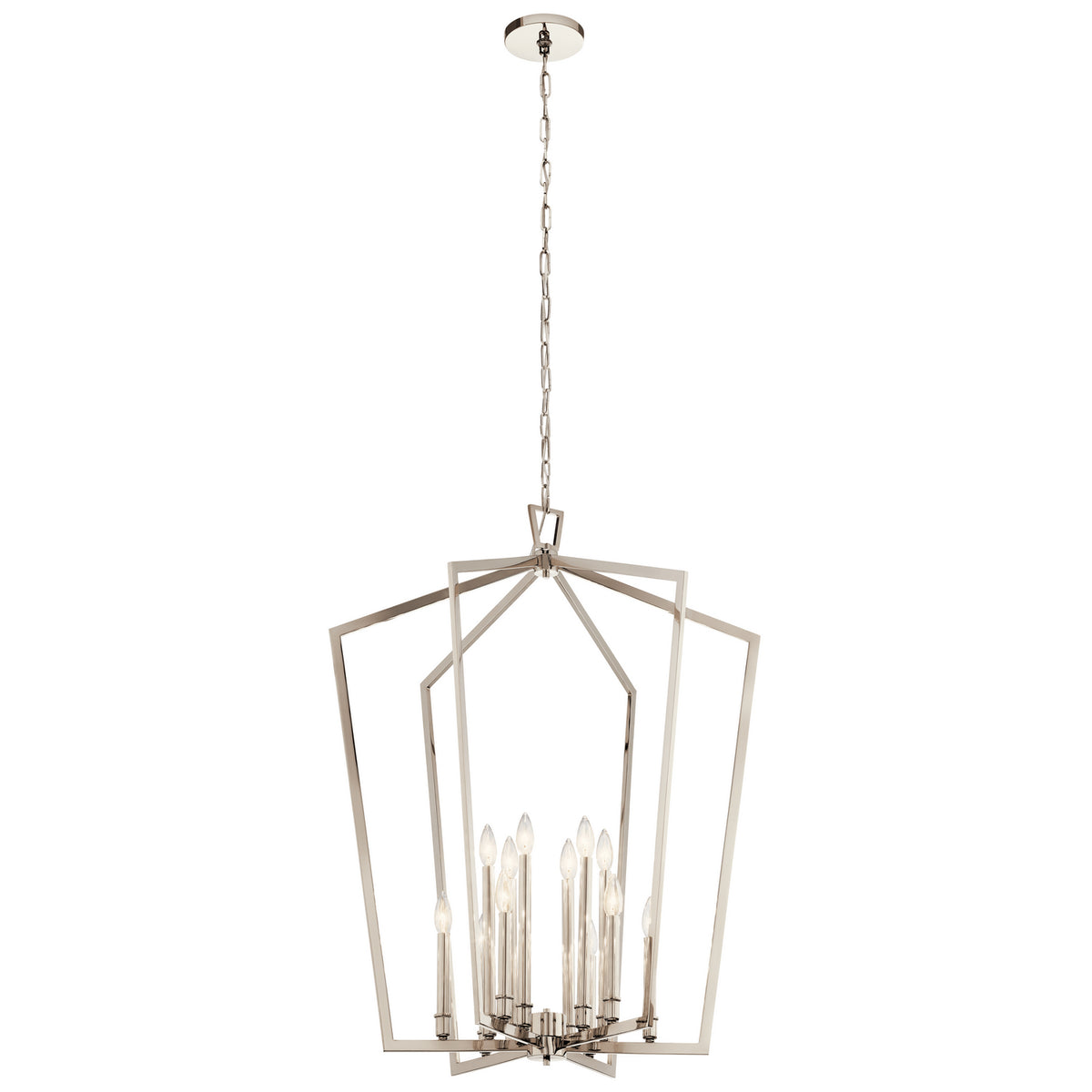 KICHLER 43496PN Abbotswell 12 Light Foyer Chandelier Polished Nickel