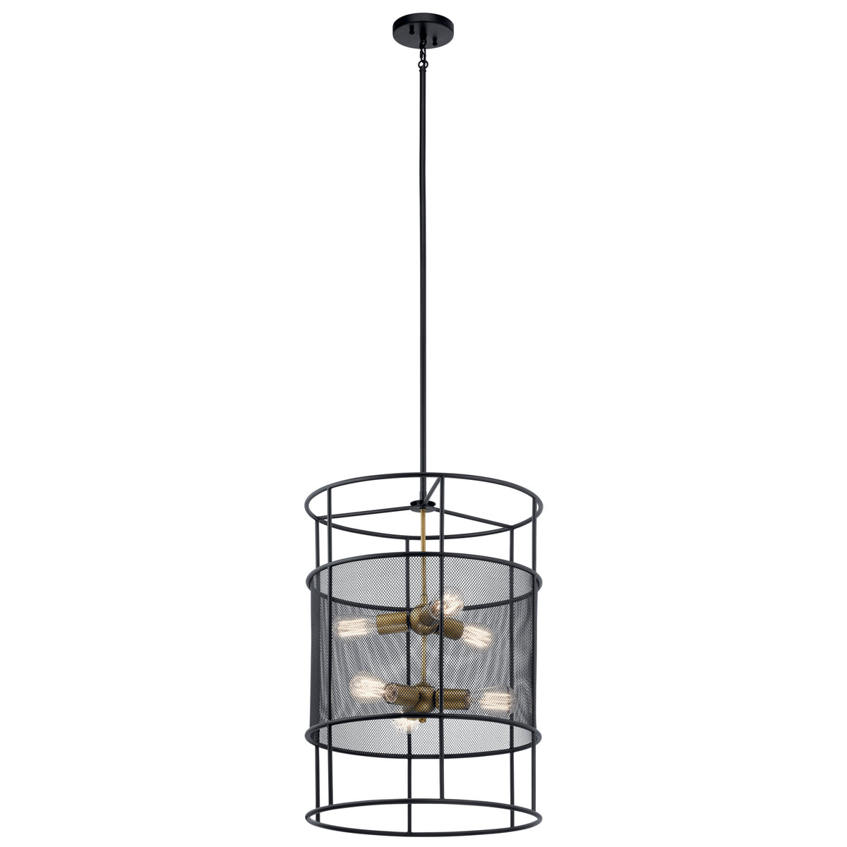 KICHLER 43596BK Piston Six Light Foyer Pendant Black