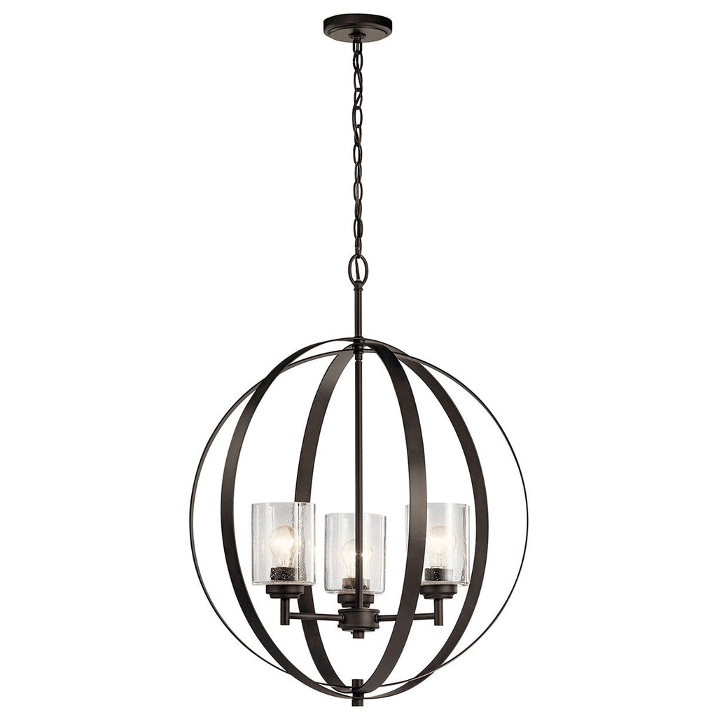 KICHLER 44034OZ Winslow 3 Light Orb Chandelier Olde Bronze