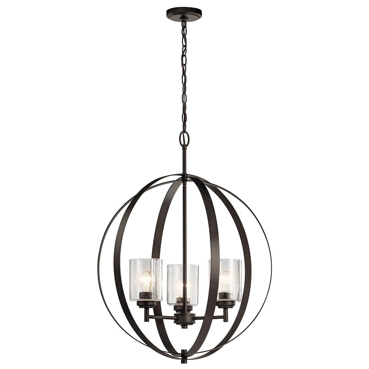 KICHLER 44034OZ Winslow 3 Light Orb Chandelier Olde Bronze