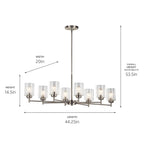 KICHLER 44035NI Winslow 14.75" 8 Light Oval Chandelier With Clear Seeded Glass In Brushed Nickel