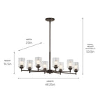 KICHLER 44035OZ Winslow 14.75" 8 Light Oval Chandelier With Clear Seeded Glass In Olde Bronze