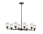KICHLER 44035OZ Winslow 14.75" 8 Light Oval Chandelier With Clear Seeded Glass In Olde Bronze