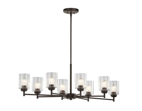 KICHLER 44035OZ Winslow 14.75" 8 Light Oval Chandelier With Clear Seeded Glass In Olde Bronze