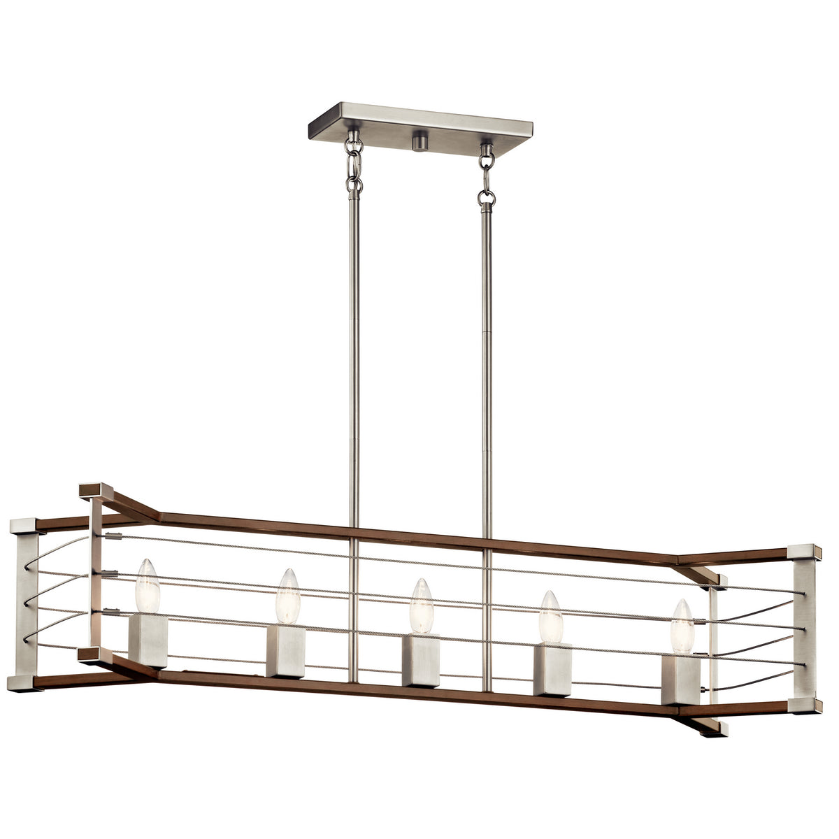 KICHLER 44250NI Lente Five Light Linear Chandelier Brushed Nickel