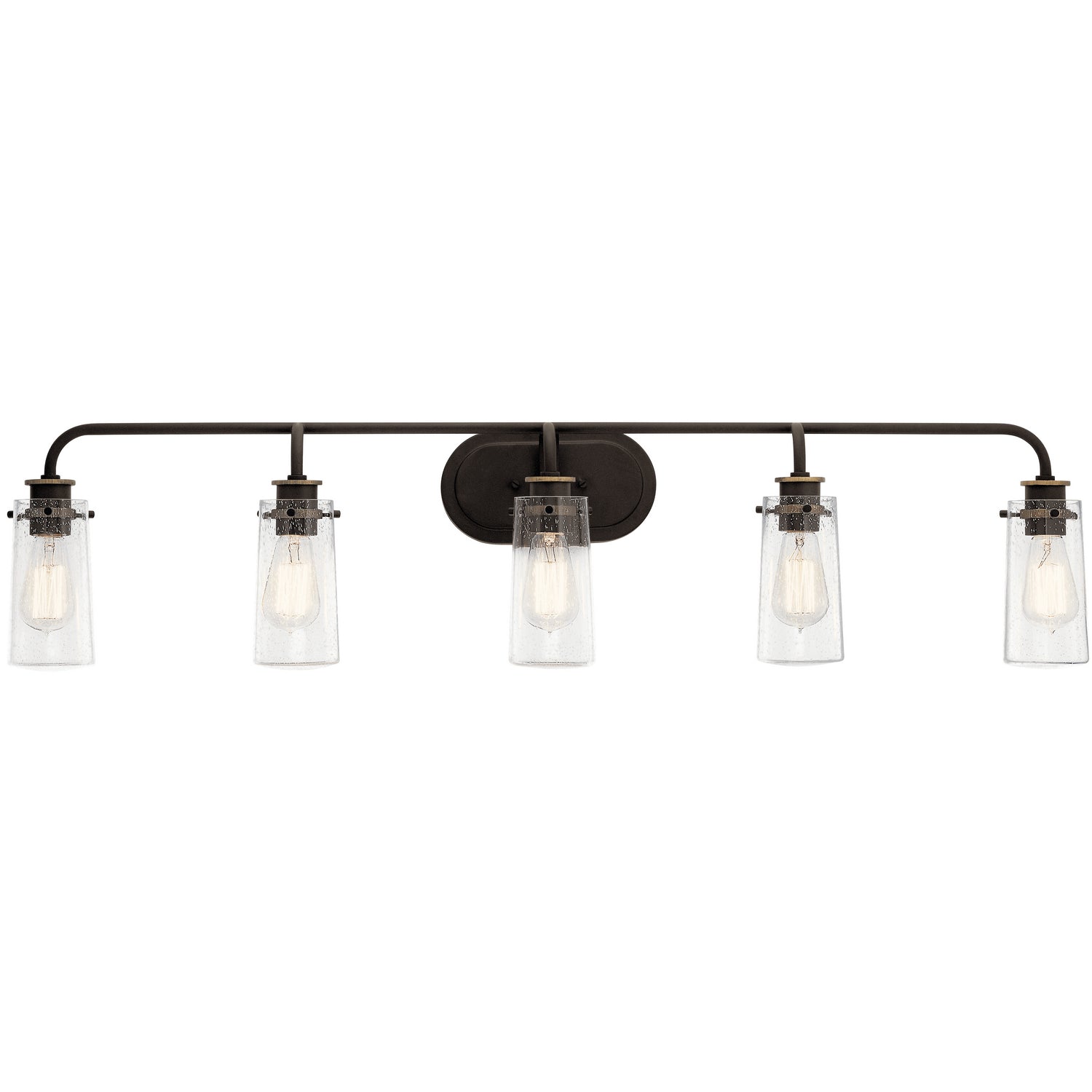 KICHLER 45461OZ Braelyn 44" 5 Light Vanity Light With Clear Seeded Glass Olde Bronze