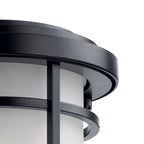 KICHLER 49686BK Toman 10.25" 1 Light Outdoor Wall Light With Satin Etched Glass In Black