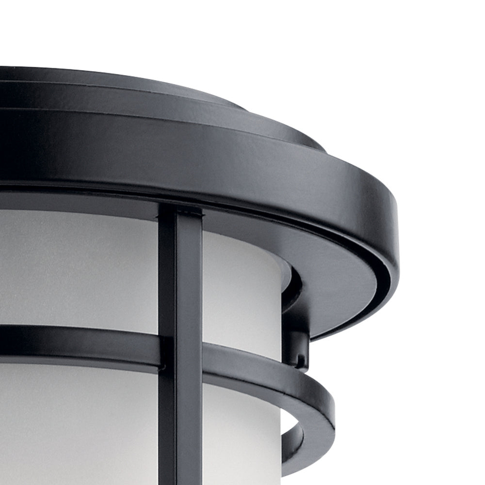 KICHLER 49686BK Toman 10.25" 1 Light Outdoor Wall Light With Satin Etched Glass In Black