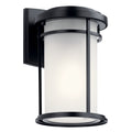 KICHLER 49686BK Toman 10.25" 1 Light Outdoor Wall Light With Satin Etched Glass In Black
