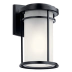 KICHLER 49686BK Toman 10.25" 1 Light Outdoor Wall Light With Satin Etched Glass In Black