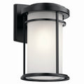KICHLER 49687BK Toman 13.5" 1 Light Outdoor Wall Light With Satin Etched Glass In Black