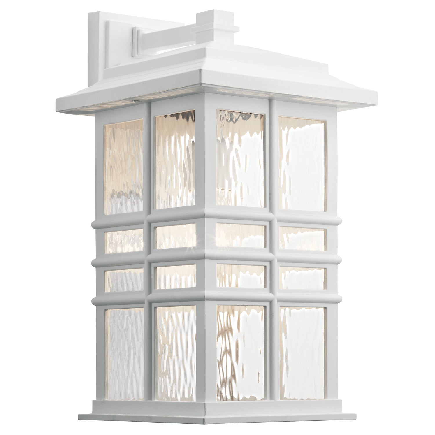 KICHLER 49831WH Beacon Square 17.5" 1 Light Outdoor Wall Light With Clear Hammered Glass In White