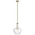 KICHLER 42046NBR Everly 19.75" 1 Light Bell Pendant Clear Glass Natural Brass
