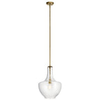 KICHLER 42046NBR Everly 19.75" 1 Light Bell Pendant Clear Glass Natural Brass