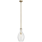 KICHLER 42047NBR Everly 17.75" 1 Light Hour Glass Pendant Clear Glass Natural Brass