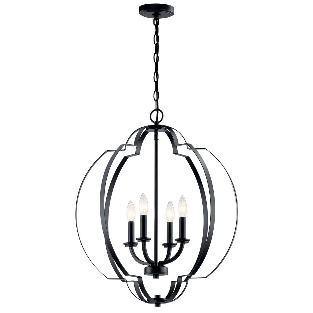 KICHLER 42138BK Voleta 26.25" 4 Light Foyer Pendant Black