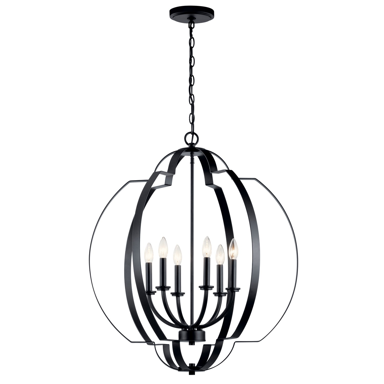KICHLER 42139BK Voleta 27.75" 6 Light Foyer Chandelier Black