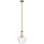 KICHLER 42141NBR Everly 15.25" 1 Light Bell Pendant Clear Glass Natural Brass
