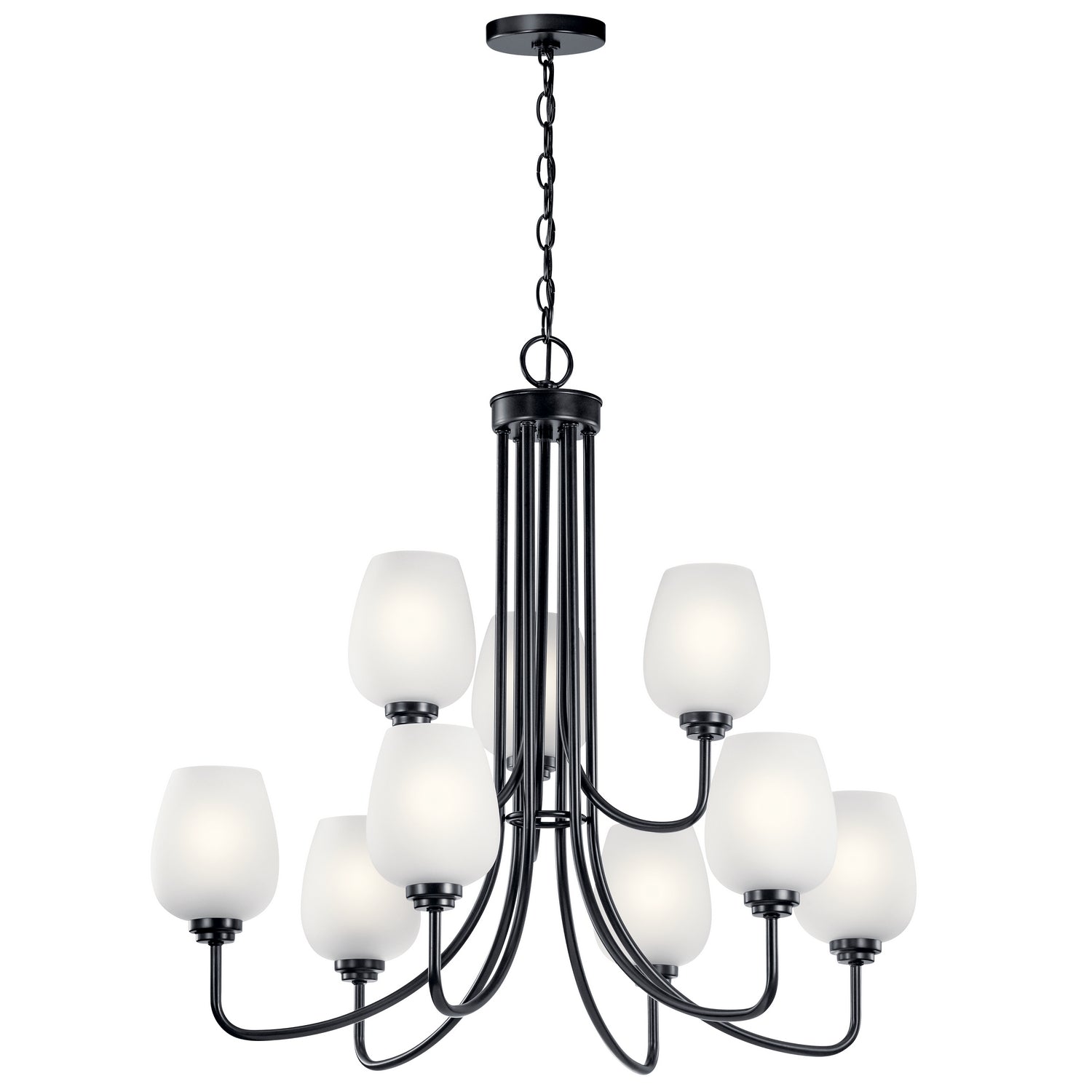 KICHLER 44378BK Valserrano 31.75" 9 Light 2 Tier Chandelier Black